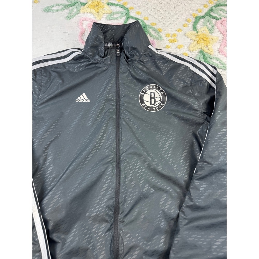 Adidas Brooklyn Nets NBA Full Zip Track Jacket Coat Mens Medium - Picture 2 of 7
